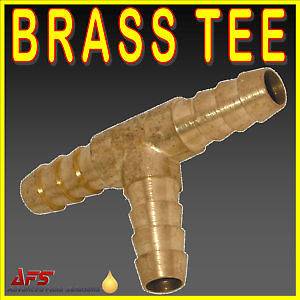 BRASS BARBED T Piece 3 way Fuel Hose Joiner Compressed Air Silicone 