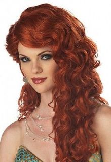 Mermaid Princess Ariel Auburn Long Wavy Women Costume Wig