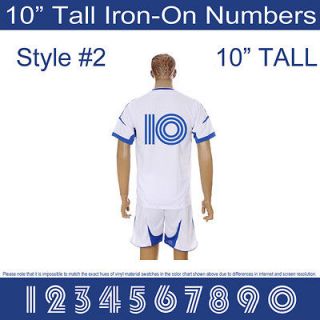 10 Tall Iron On Number for Sports Jersey T Shirt (Single Numbers 0 9 
