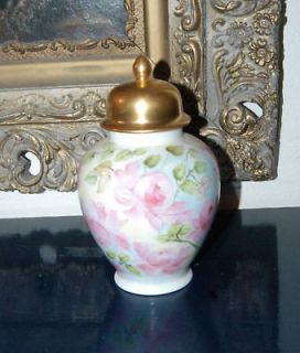 PORCELAIN TEA URN WITH HAND PAINTED ROSES 1950