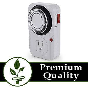 24 HOUR PLUG IN 125V OUTLET GROUNDED HYDROPONIC GROW LIGHT TIMER UL 