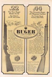 Ruger 10/22 .22 22 & .44 44 Magnum Carbine Rifle 1964 print Ad 