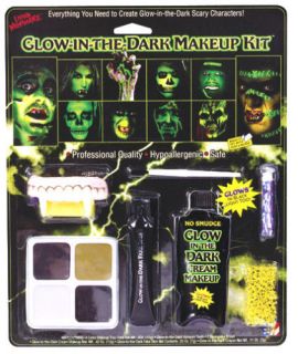 Glow In The Dark Costume Makeup Kit Vampire Fangs Teeth
