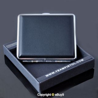 NEW Black HOLD Leather 20 x filter Cigarette Box Case Metal Holder For 