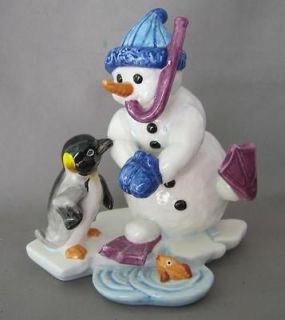 Goebel Porcelain Figurine SNOWMAN and PENGUIN Germany Christmas NIB