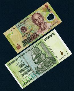 10 TRILLION ZIMBABWE DOLLARS + 10,000 VIETNAM DONG ♥