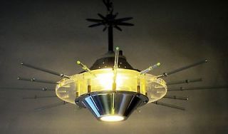 Retro mid century metal/lucite/glass pendant art lamp space age needle 
