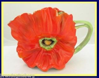 Antique Royal Bayreuth Figural Pitcher / Creamer Red Poppy (#5109)