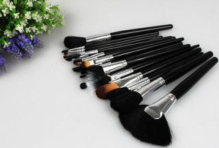 24 Pro Makeup Cosmetic Eyeshadow Face Blush Brush Set Kit Leather 