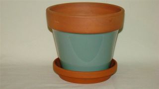 Terra Cotta Green Glazed Flower Pot Scan Pot Made in Germany