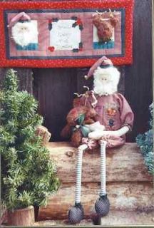 Primitive fabric & wood 25 santa and reindeer craft pattern