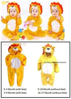  Boy Girl Animal Safari Party Clothes   Lion Costume Romper Body Suit