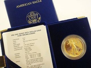 1986 ($50) AMERICAN EAGLE MINT W ONE OUNCE (1oz) PROOF GOLD BULLION 