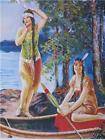 INDIAN MAIDENS IN CANOE BY LAKE CHARLES RELYEA MINT WOW