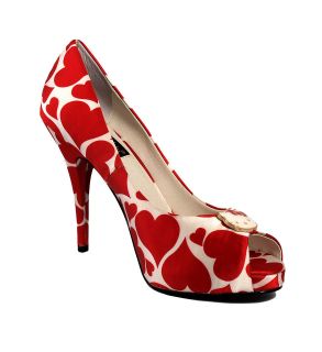   Twenty10 Hello Kitty Red Heart Luisa Vegan Peep Toe Pumps Heels Shoes