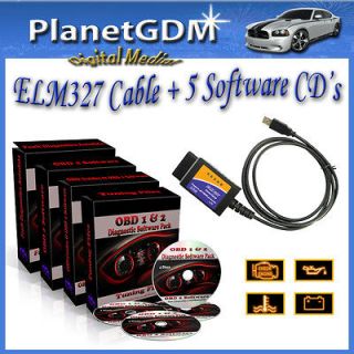 ELM327 Cable + 5 BONUS Car Fault Code Diagnostic Software CDs   BMW 
