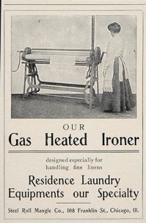   Ad Gas Heated Ironer Laundry Mangle Iron   ORIGINAL ADVERTISING