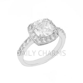 Sterling Silver .925 Cushion Cut Cubic Zirconia Engagement Promise 