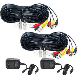 Pack 100ft CCTV Security Camera Cable Kit BNC RCA Audio Video Power 