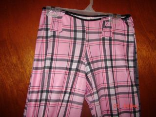 Pink plaid nylon / spandex disco pants. Womans Small ***