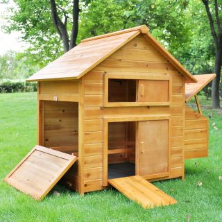   Wood Hen Chicken Coop Poultry Cage Nest Box Rabbit Hutch House Farm