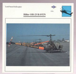 HILLER OH 23 RAVEN War Helicopter PICTURE SPEC CARD