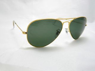 RAYBAN AVIATOR RB3025 SUNGLASSES FRAME   62MM GOLD WITH GENERIC GREEN 