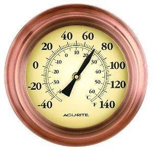   INDOOR OUTDOOR COPPER FINISH WALL THERMOMETER TEMPERATURE GAUGE