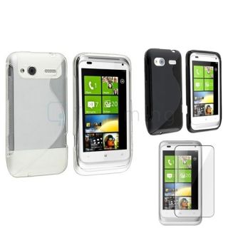 Frost Black+White 2in1 S Line TPU Skin Case+LCD Cover For HTC Radar 4G 