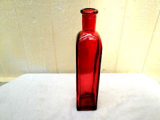 Red Colored Rectangle Glass Bottle    Jars Vases Bottles