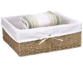 Canvas Lined Seagrass Basket   Large