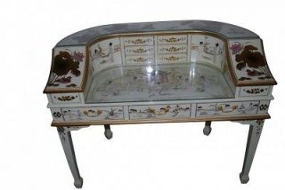 Vintage Hollywood Regency/Chinoi​serie White Lacquered Writing Desk