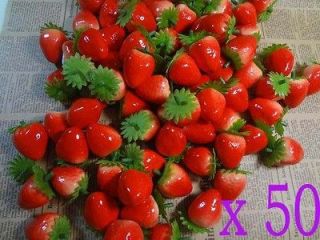 50pcs Cute Fake small Red strawberry artificial fruit House Party 