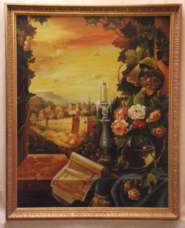 Vintage Antique Style Judaica Religious Oil Painting 27x 33 Gold 