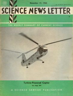 1955 Science News Letter Turbine Powered Helicopter