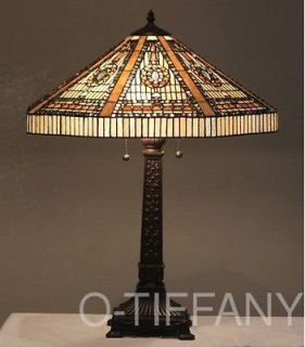   Style Stained Glass Lamp Empire w 22 Shade & Tiffany Dragonfly Card