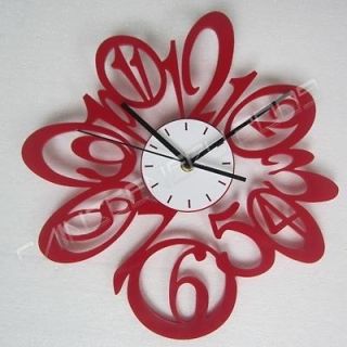   Modern Time Number Wall Clock Clocks Decro Home Room Red Color Gift