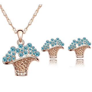 18K rose gold GP Swarovski crystal jewelry set S5250