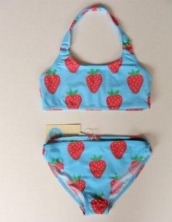 MINI BODEN Strawberry BIKINI Swimsuit 9 10 11 12 13 14 Aqua 2 piece 