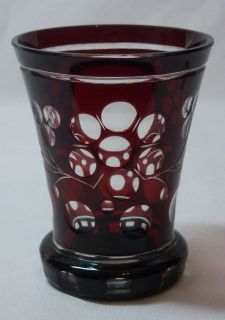 Ruby Red Cut Glass Footed Tumbler Small Vase