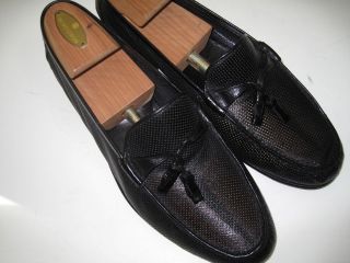   BLACK SUMMER LEATHER DRESS SHOES SZ 9 D TESTONI BRUNO MADE IN ITALY