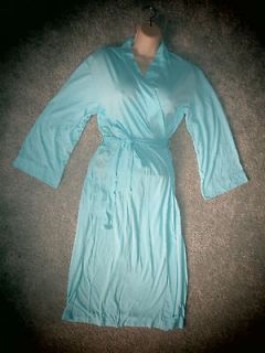 CRUZ NATORI M Medium Light Blue Wrap ROBE 3/4 Sleeve Pockets Womens 
