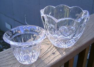   24% LEAD Etched CRYSTAL BOWLS/VASES  Heart Pattern and Wheat & Berries