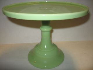 lime green milk Glass cake serving stand / plate platter pedistal 