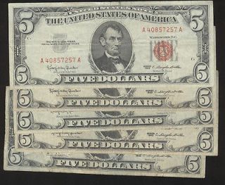 CT LOT ) 1963 SERIES FIVE DOLLAR U.S. NOTES ~