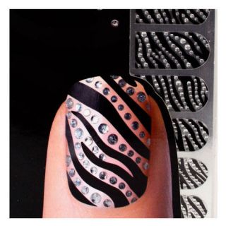 Nail Bliss Bling Rhinestone Crystal Finger Zebra Sticker Decals 18pc 