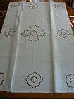 Vintage Hand Embroidered Tablecloth Geometric Shapes Table Linen 