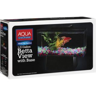   Betta View Aquarium, Fish Tank With Base & Cover Lid, 0.5 Gallon