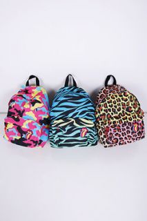 Unisex Rolling stones patch Leppard zebra pattern backpack By Saigo 