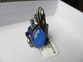   Webster ring sterling silver rhodium iolite blue crystal size 7 new